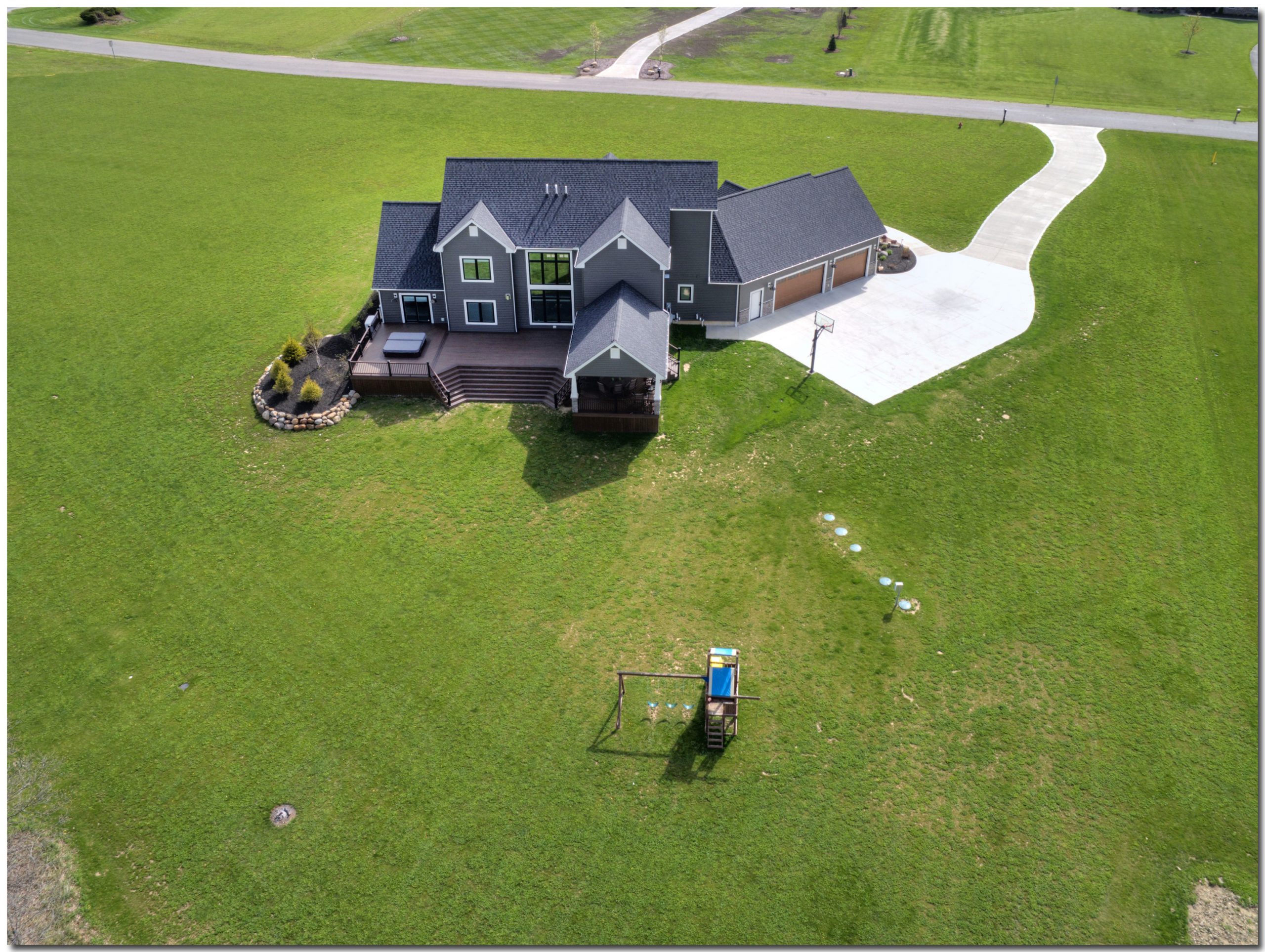 Highland Finished House Back Drone Shot